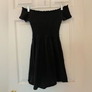 Black off the shoulder mini dress